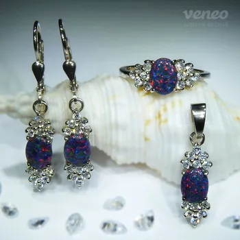 Souprava šperků Princezna – sada šperků s arabskými opály a čirými zirkony , Materiál: Růžové zlato, ryzost 585/1000