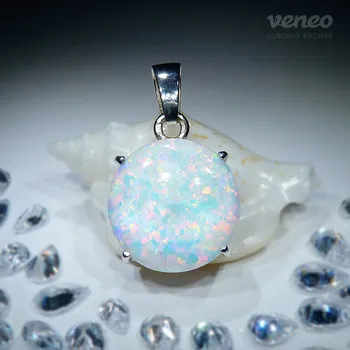 Přívěsek Diana 14 - přívěsek s australským opálem, Materiál: Bílé zlato, ryzost 585/1000
