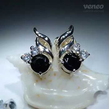 Náušnice Vega – náušnice s černými a čirými zirkony, Materiál: Bílé zlato, ryzost 585/1000