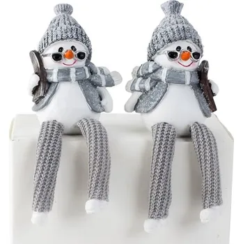 Figurka Figurka sněhulák - visící nohy 17cm/2dr.