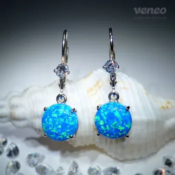 Náušnice Artemis 10 - náušnice s thajskými opály a čirými zirkony, Materiál: Bílé zlato, ryzost 585/1000