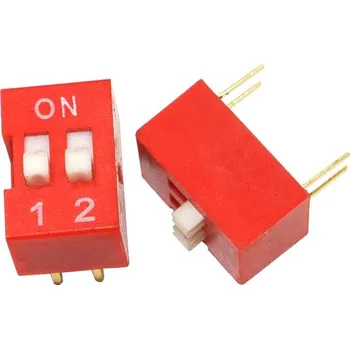 Elektronická součástka DIP přepínač - 2,54 mm; 2 sekce