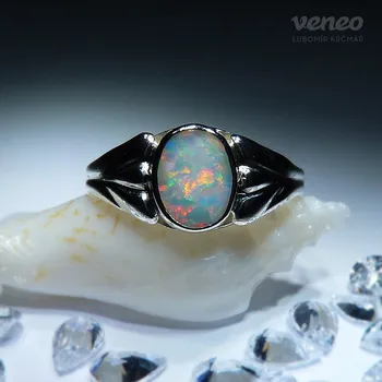 Prsten Atlantida - prsten s australským opálem , Materiál: Růžové zlato, ryzost 585/1000