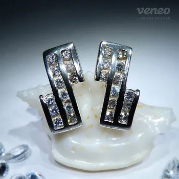 Náušnice Catalina - náušnice se zirkony a plastikou , Materiál: Bílé zlato, ryzost 585/1000