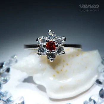 Prsten Astra – prsten s padparačem a čirými zirkony, Materiál: Růžové zlato, ryzost 585/1000