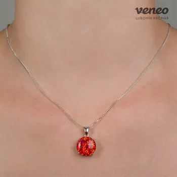 Přívěsek Diana 14 - přívěsek s rudým opálem, Materiál: Bílé zlato, ryzost 585/1000