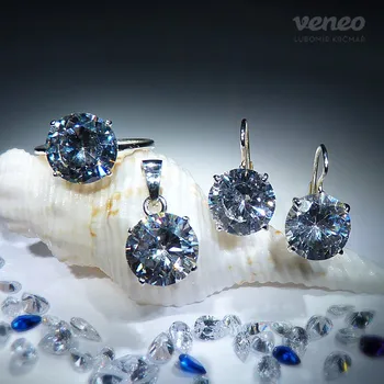 Souprava šperků Diana 11 - sada šperků s čirými zirkony, Materiál: Růžové zlato, ryzost 585/1000