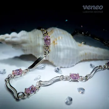 Náhrdelník Ester - náhrdelník s růžovými zirkony , Materiál: Stříbro, ryzost 925/1000