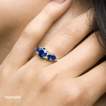 Prsten Audrey – zirkonový prsten se safíry, Materiál: Růžové zlato, ryzost 585/1000