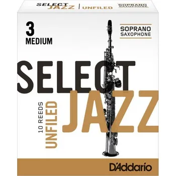 Rico RRS10SSX3M Select Jazz - Soprano Saxophone Reeds - Unfiled - 3 Medium - 10 Box