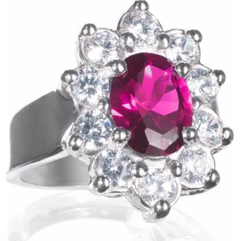 Prsten Isabela 10 - prsten s rubínem a čirými zirkony, Materiál: Růžové zlato, ryzost 585/1000