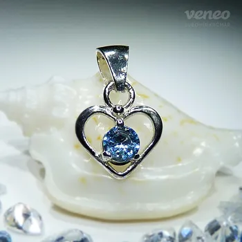 Přívěsek Srdce 3035 - přívěsek s akvamarínem a plastikou , Materiál: Stříbro, ryzost 925/1000
