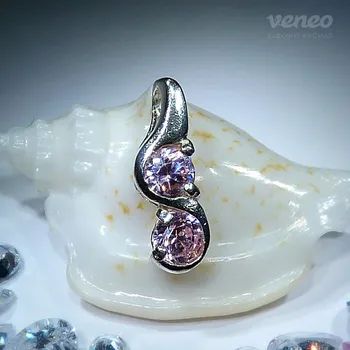 Přívěsek Miriam - přívěsek s růžovými zirkony, Materiál: Bílé zlato, ryzost 585/1000