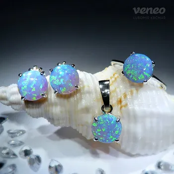 Souprava šperků Diana 8 – sada šperků se světle modrými opály, Materiál: Růžové zlato, ryzost 585/1000