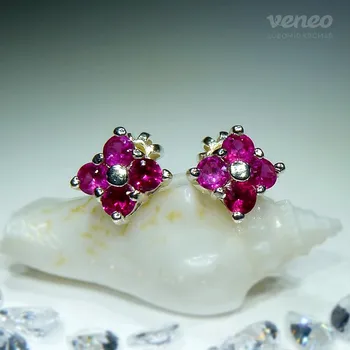 Náušnice Viola - náušnice s rubíny, Materiál: Bílé zlato, ryzost 585/1000