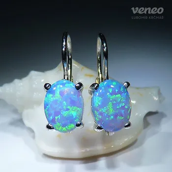 Náušnice Ariana 8 - náušnice se světle modrými opály, Materiál: Bílé zlato, ryzost 585/1000