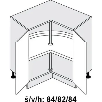 Kuchyňská skříňka Dolní skříňka rohová vnitřní EMPORIUM STONE 90x90 cm Karusel