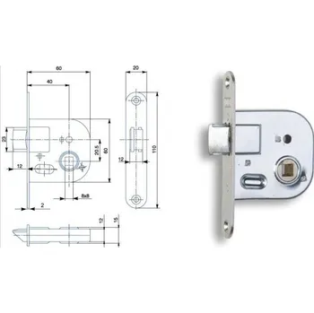 zadlabací zámek Zámek Hobes 01-08 Zámek zadlabací mezipokojový | Dveře a&nbsp;dveřní příslušenství Zámky Zadlabací zámky WC zadlabací zámky Zadlabací zámky WC atyp