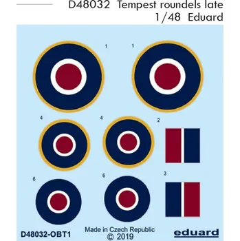 Plastikový model Eduard 1/48 Tempest roundels late (EDUARD)