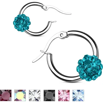 Piercing Piercingate Náušnice s kuličkou s krystaly NAU00901 - Další rozměry: Kulička 9 mm, Barva/Motiv: Čirá