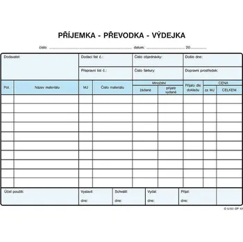 Tiskopis Příjemka, převodka, výdejka A5, Optys