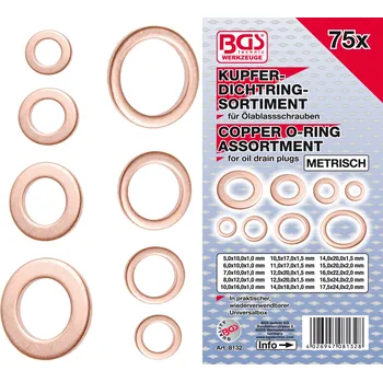 BGS O kroužky, těsnící měděné, sada 75 dílů