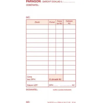 Tiskopis Paragon s DPH, samopropisovací, Optys