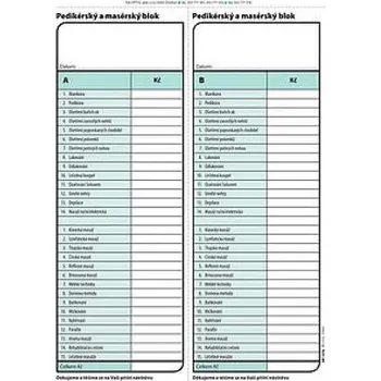 Tiskopis Pedikérský a masérský blok, Optys