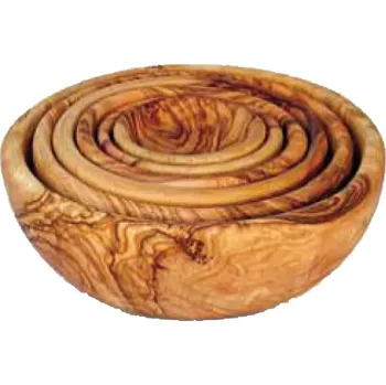 Vánoční dekorace Ornatis Sada misek z olivového dřeva Provedení: Přírodní bez malování, Velikost stojících figur dospělých postav: 6x8x10x12x14x17 cm