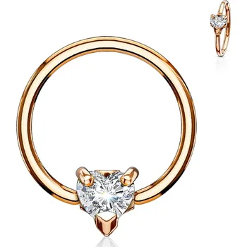 Piercing Šperky4U Zlacený piercing - kruh se srdíčkem, čirá barva - K1022-RDC