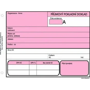 Tiskopis Příjmový pokladní doklad, podvojné účetnictví, samopropisovací, RVM