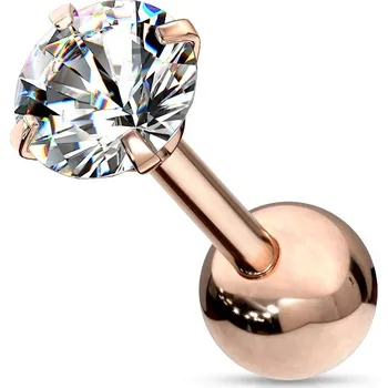 Piercing Šperky4U Zlacený cartilage piercing do ucha, čirý kámen - CP1049-03