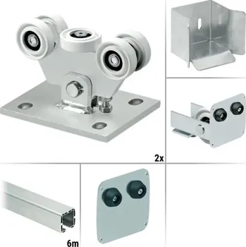 brána COMUNELLO 7.9C - sestava pro výrobu pojezdu posuvné nesené brány do průjezdu 4,4 m a 250 kg, hliníkový profil