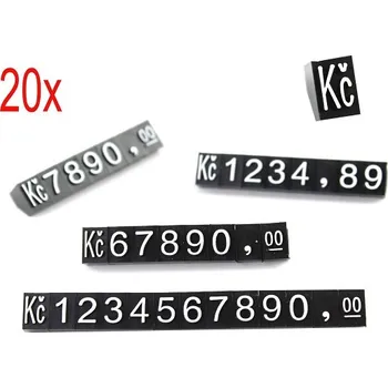 Samolepící etiketa Plastové cenovky bílý prolis 6x9mm 20x řada Kč (EKCW x20)