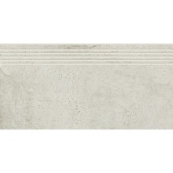 Dlažba Newstone White Steptread - schodovka rektifikovaná 29,8x59,8 bílá matná OD663-066