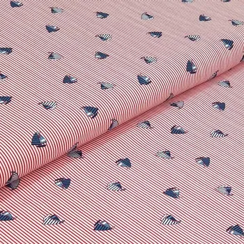 Bavlněné plátno, červeno-bílý pruh, plachetnice, š.140