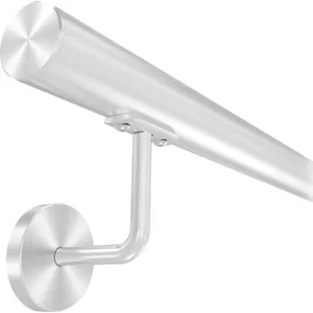 KP -41111_100 - nerezové zábradlí na stěnu, nerezové madlo pr. 42,4 mm, kulaté držáky s krycí rozetou, délka 100 cm