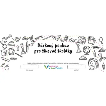 Dárkový potravinový koš Dárkový poukaz - Pro šikovné školáky Hodnota dárkového poukazu: 1000