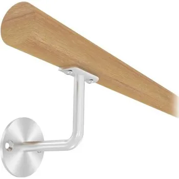 Zábradlí KP KP-41331_300 - nerezové zábradlí na stěnu, dubové madlo pr. 42 mm, kulaté držáky, délka 300 cm