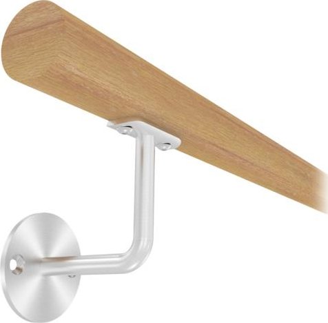 KP -41331_250 - nerezové zábradlí na stěnu, dubové madlo pr. 42 mm, kulaté držáky, délka 250 cm