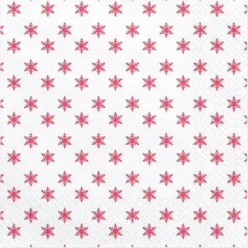 Papírový ubrousek Ubrousky třívrstvé, bílé s vločkami, 33*33