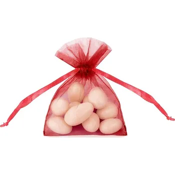 Svatební dekorace Pytlíček, organza, červená, 10 cm (zn. PartyDeco)