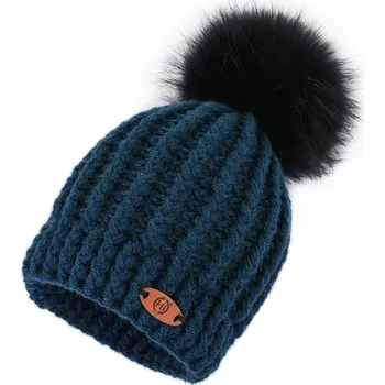 Čepice PETROLEJOVÝ KULICH černá bambule HICHIC