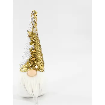 Vánoční dekorace Skřítek textil s flitry 27cm bílá/zlatá (771794)