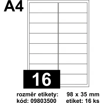 Papír EMY Print etikety [16], rozměr 98 x 35 mm - matné [100 ks] - bílé