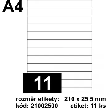 Samolepící etiketa EMY Print etikety [11], rozměr 210 x 25,5 mm - matné [100 ks] - bílé