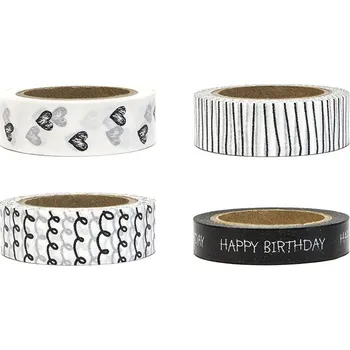 Dekorativní pásky 4ks, černo-bílý mix