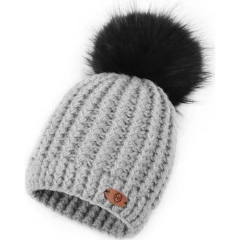 Pokrývka hlavy ŠEDÝ KULICH bambule černá HICHIC