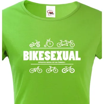Dámské tričko Dámské tričko pro cyklisty Bikesexuál, Barva Zelená, Velikost XL, Canvas Dámské tričko s krátkým rukávem Bezvatriko.cz 1
