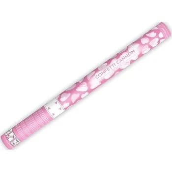 Konfeta Vystřelovací konfety, bílá srdíčka, 60 cm (zn. PartyDeco)